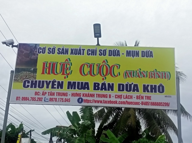 cở sở sản xuất chỉ sơ dừa  mụn dừa huệ cuộc 